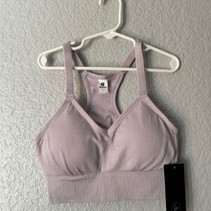 90 Degrees by Reflex Women's V-Neck Racerback Tank Bra  Light Purple Size S